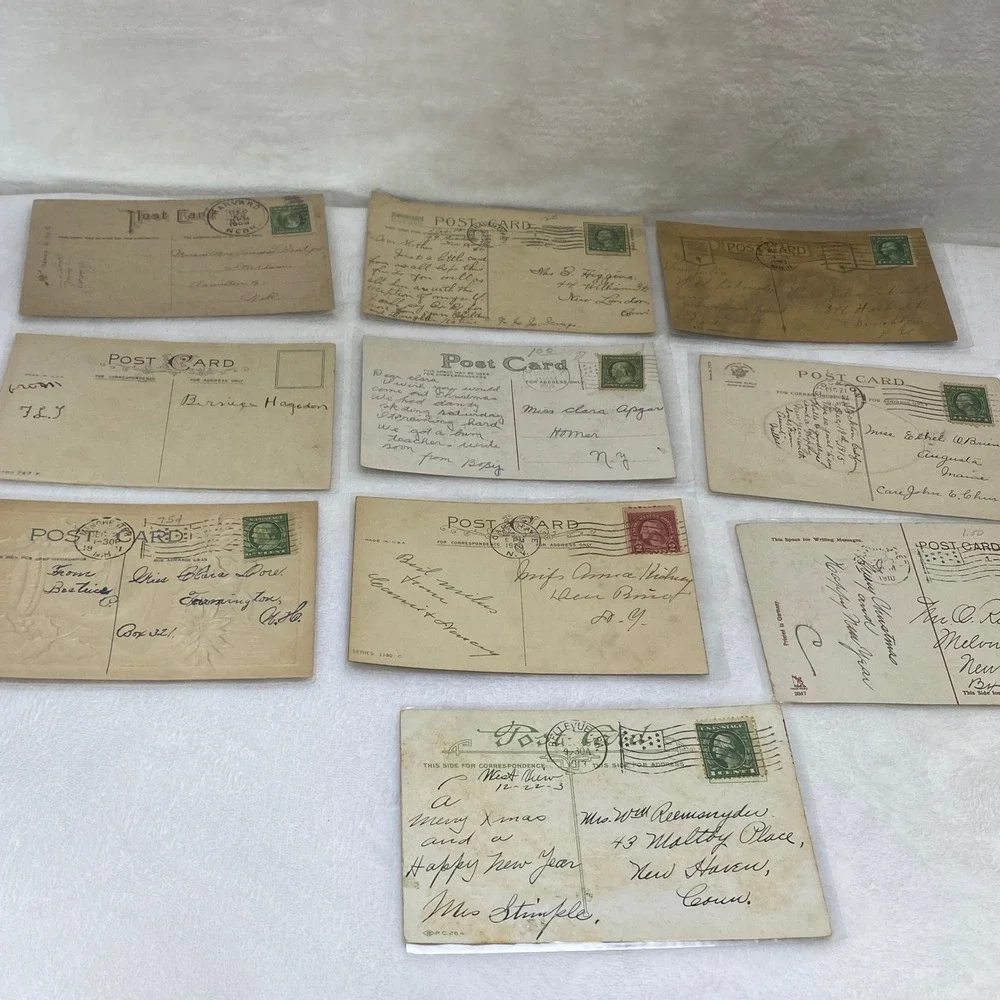 Lot of 10 Antique Early‎ 1900's Christmas Postcards In Protected Sleeves